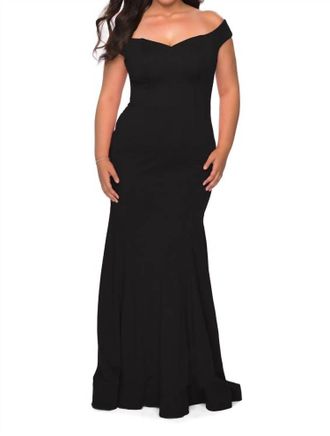 La Femme Sweetheart Off The Shoulder Jersey *****16W In Black