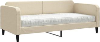 vidaXL Vidaxl - Sof&aacute; Cama Con Colch&oacute;n Tela Crema 90x200 Cm