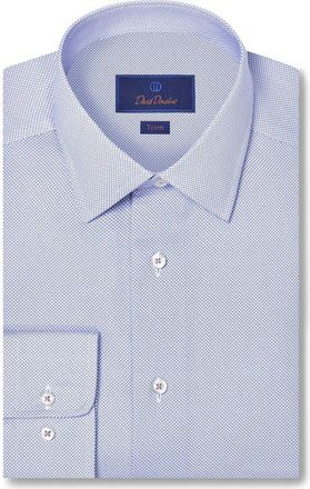 David Donahue Trim Fit Neat Cotton Dress Shirt in Lilac at Nordstrom, Size 15.5 - 32