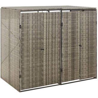 vidaXL Vidaxl - Cobertizo Para 2 Contenedores Basura Rat&aacute;n Pe Gris 140x80x117cm