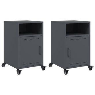 Berkfield Home Bedside Cabinets 2 pcs Anthracite 36x39x59 cm Steel in Dark Grey | Size: 36 x 39 x 59 cm