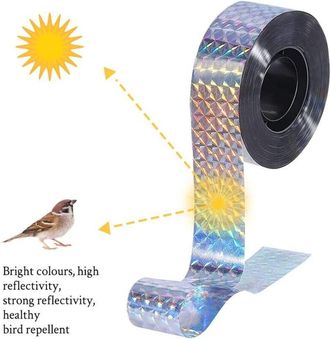 OEM Nastro Repellente Per Uccelli Striscia Olografica Anti-uccelli 2 Rotoli 2,4 Cm 100 M Nastro Repellente Per Uccelli Biadesivo Per Uccelli Perfetto Dete
