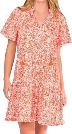 Cabana Life Short Sleeve Tiered Ruffle Dress In Orange