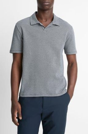 Vince Johnny Collar Houndstooth Cotton Polo in Coastal/Optic White at Nordstrom Rack, Size Small