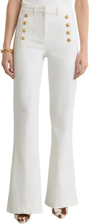 Reiss Athena Sailor High Cut Leather Pants in White at Nordstrom, Size 28