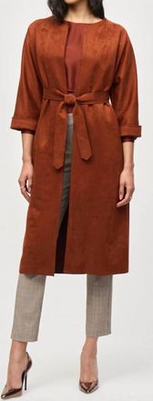 Joseph Ribkoff Scuba Suede Straight Fit Coat In Cinnamon