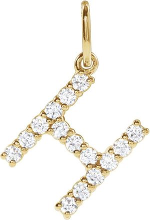 Diamond2Deal 14k Gold 1/5ct Lab-Grown Diamond Initial H Pendant