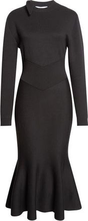 Givenchy Long Sleeve Bow Wool & Cotton Blend Trumpet Sweater Dress in Black at Nordstrom, Size X-Large