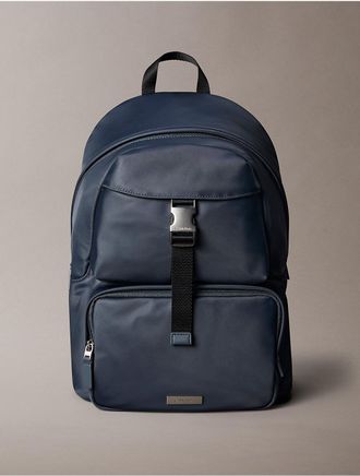 Calvin Klein Mens Sleek Nylon Round Backpack - Dark Blue