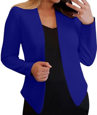 Generic Blazers for Women UK Fitted Long Sleeve Open Front Jackets Business Casual Office Work Outerwear Wedding Guests Outfit(Blue, XXXL) h&auml;keljacke Damen