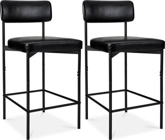 Best Choice Products Set of 2 Faux Leather Counter Stools for Kitchen Island and Dining w/ Metal Frame