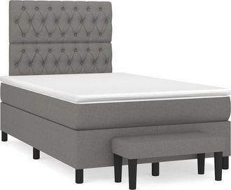 vidaXL Cama Box Spring Con Colch&oacute;n Tela Gris Oscuro 120x190 Cm Vidaxl