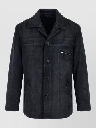 Prada suede single breasted jacket shirt collar