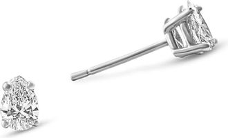 Pompeii3 25-.33Ct Pear Shape Diamond Studs in 14k White or Yellow Gold