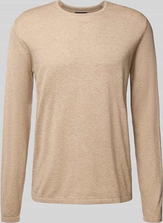 Christian Berg Regular Fit Pullover aus reiner Baumwolle in Strick-Optik in Sand Melange, Größe XXL