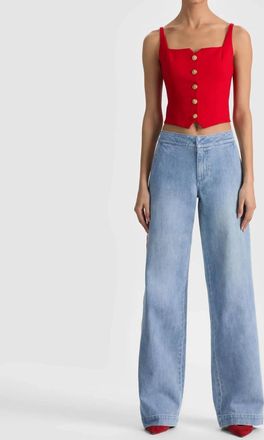 Alice & Olivia Womens Kelcey Button Front Top In Chili Pepper