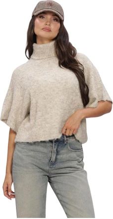 Minus Gebreide trui met coltrui - Dames - Truien - Beige - Maat: S