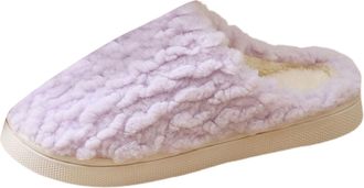Generic Womens Plush Slippers Winter Slip-On Fuzzy Fleece Lined Indoor House Slippers Memory Foam Soft Sole Casual Footwear Shoes Warm Comfortable Lightweight