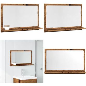 vidaXL Mobile da Bagno con Specchio Legno Antico 60x11x37cm Truciolato - Mobile da bagno con specchio - Armadietto da bagno in legno antico