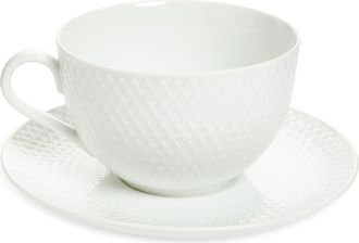 Lyngby Porcel&aelig;n Rhombe Tea Cup & Saucer in White at Nordstrom