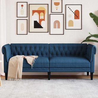 vidaXL Vidaxl - Sof&aacute; Chesterfield De 3 Plazas Tela Azul