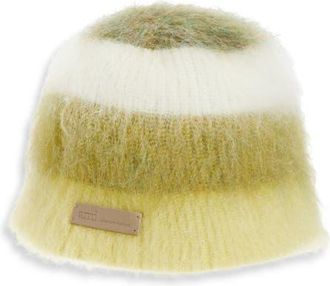 Ami Stripe Mohair Blend Bucket Hat in Ivoire/Anis/Bronze/Lichen at Nordstrom, Size 56