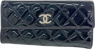 Chanel Black Patent Leather Long Wallet (Bi-Fold) (Pre-Owned)