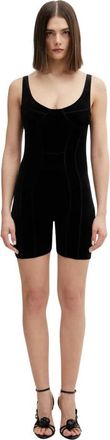 VETEMENTS Velours Jumpsuit - Dames - Playsuits - Zwart - S - Polyester - Jumpsuits & Playsuits