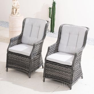 Direct Wicker 2-Piece Garden Detachable Aluminium Rattan Chairs in Grey | Size: 1 Pack