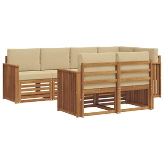 vidaXL Conjunto De Sof&aacute; Seccional Con Coj&iacute;n 7 Pcs Natural Y Beige Vidaxl