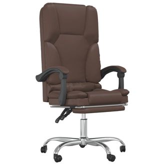 vidaXL Silla De Oficina Reclinable Masaje Cuero Sint&eacute;tico Marr&oacute;n Vidaxl