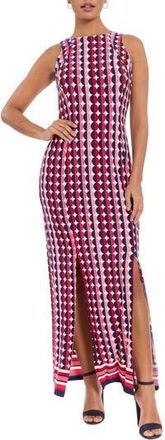 London Times Carwash Sleeveless Maxi Dress in Ivory/Pink at Nordstrom Rack, Size 12