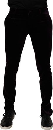 Dolce & Gabbana Violet Velvet Cotton Men Dress Formal Mens Pants