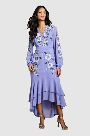 Coast Petite Sequin Fit And Flare Dress in Cornflower Blue at Nordstrom, Size 12