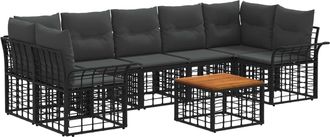 vidaXL Conjunto De Sof&aacute;s De Exterior 8 Uds. Negro Y Gris Oscuro Vidaxl