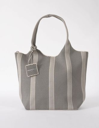 Ilse Jacobsen Womens Ilse Jacobsen Knitty Womens Knitted Bag - Milk Creme Black 121001 - Grey - Size: ONE size