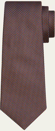 Kiton Mens Micro-Geometric Silk Sevenfold Tie