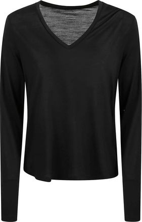 Majestic Filatures Long Sleeve Top - Dames - Longsleeves - Zwart - M - Wol - Tops