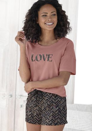 Vivance Shorty VIVANCE DREAMS, Damen, Gr. 32/34, orange (aprikose), Single Jersey, Obermaterial: 100% Baumwolle, bedruckt, ethno, gemustert, unifarben mit Far