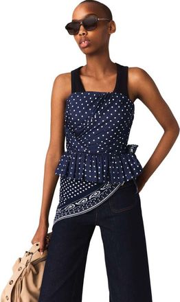 Maje Patterned bustier top in Navy Dot Bandana Print at Nordstrom, Size 40 Eu