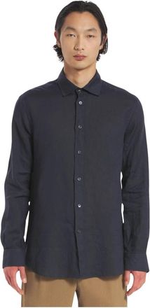 Barena Linnen overhemd met lange mouwen regular fit - Heren - Casual Overhemden - Blauw - 2XL - Linnen - Overhemden