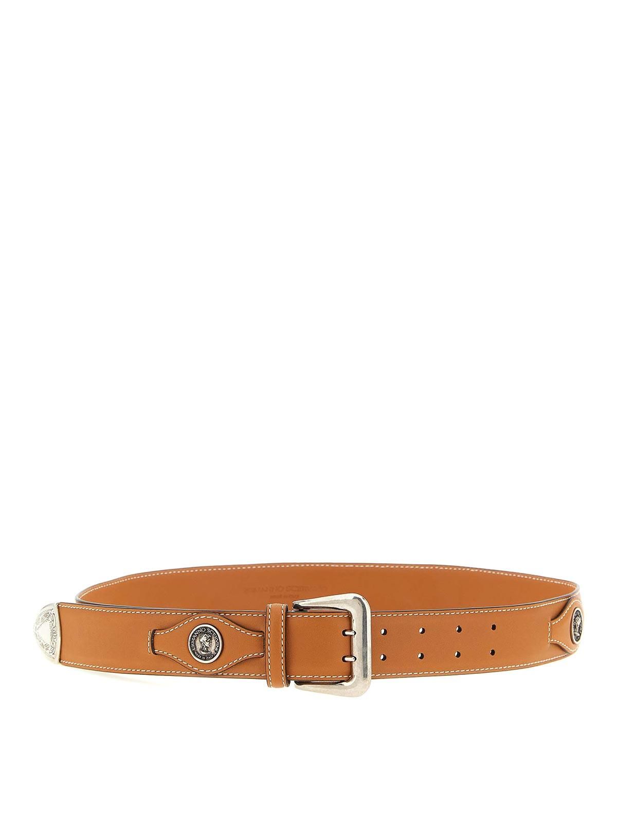 Ermanno Scervino Black Leather Cotton Logo Metal Buckle Women\'s Belt Ermanno Scervino Belt Army Green 100% Cotton Rustic Bronze  main image 2
