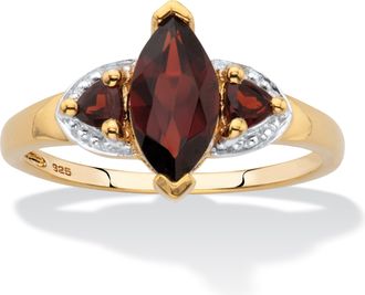 Palm Beach Jewelry 1.68 TCW Red Garnet Gold-Plated.925 Silver Ring