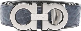 Ferragamo Reversible Double Gancini Belt - male - Ferragamo - Belts - Blue - 115 CM - Accessories