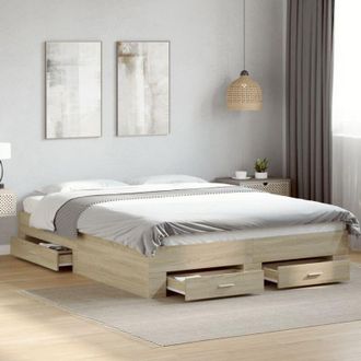vidaXL Giroletto Cassetti Rovere Sonoma 160x200 cm Legno Multistrato - Vidaxl