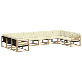 vidaXL Conjunto De Sof&aacute;s De Exterior Con Coj&iacute;n 10 Pcs Blanco Y Crema Vidaxl