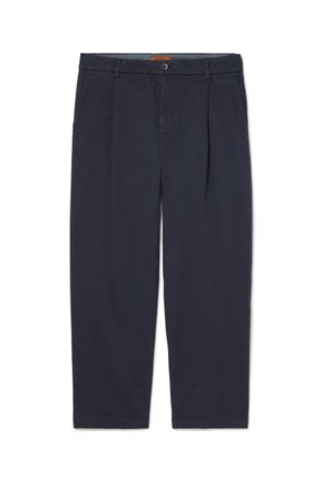 Barena Tapered Cropped Pleated Stretch-Cotton Twill Trousers