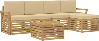 vidaXL Conjunto De Sof&aacute;s De Exterior 6 Uds. Y Beige Poli&eacute;ster Vidaxl