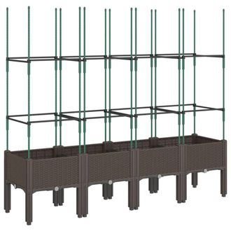 Berkfield Home Garden Planter with Trellis Brown 160x40x142.5 cm PP