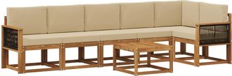 vidaXL Conjunto De Sof&aacute;s De Exterior 7 Uds. Natural Y Beige Poli&eacute;ster Vidaxl